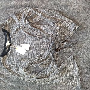 Love riche heathered bell sleeve front knot top
